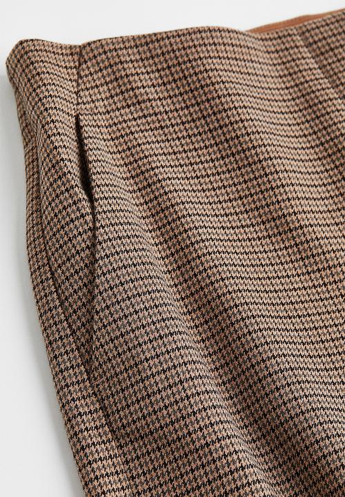 H&M - Flared trousers - greige/checked