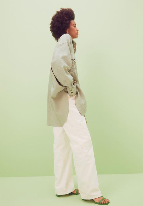 H&M - Oversized shirt - green beige