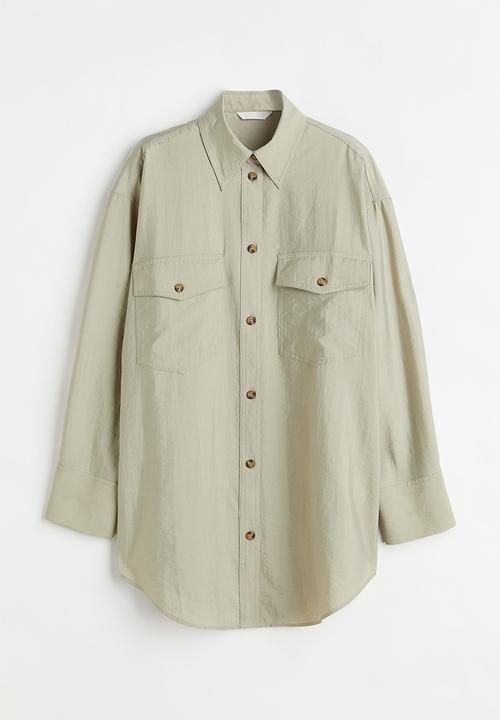 H&M - Oversized shirt - green beige