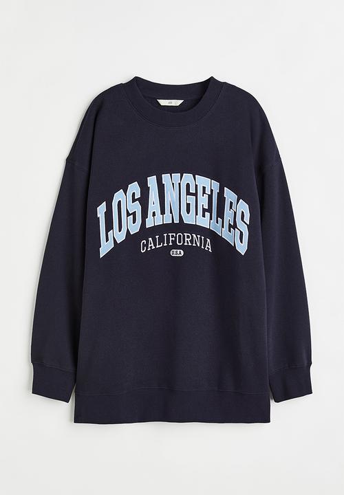 H&M - Printed sweatshirt - dark blue/los angeles