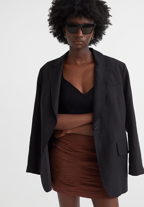 H&M - Gathered crêpe skirt - dark brown