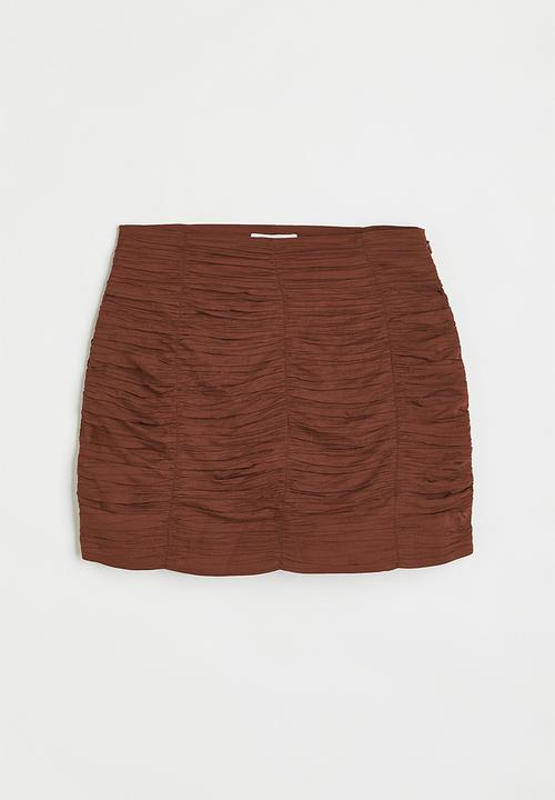 H&M - Gathered crêpe skirt - dark brown