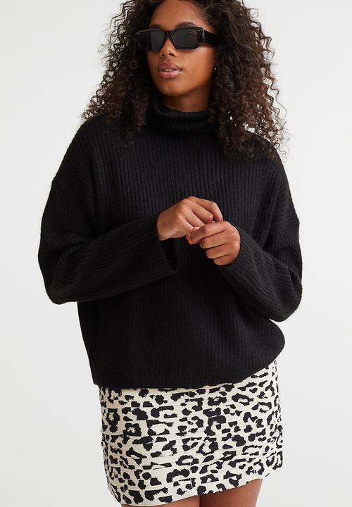 H&M - Gathered crêpe skirt - cream/leopard-print