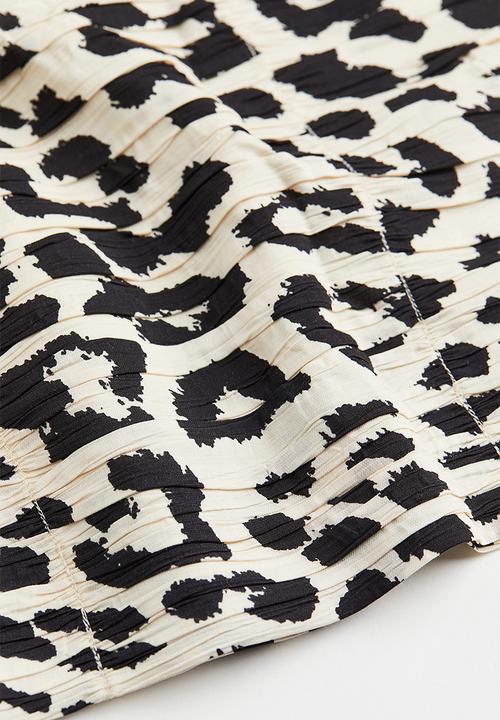 H&M - Gathered crêpe skirt - cream/leopard-print