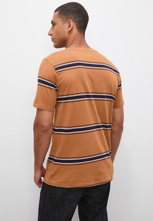 Lark & Crosse - Horizontal stripe tee - tobacco