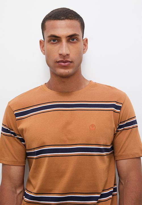 Lark & Crosse - Horizontal stripe tee - tobacco