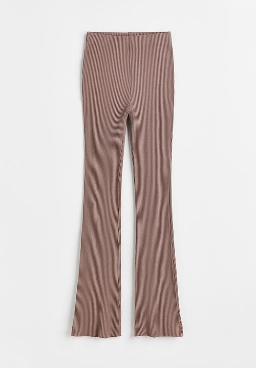H&M - Flared ribbed leggings - dark beige