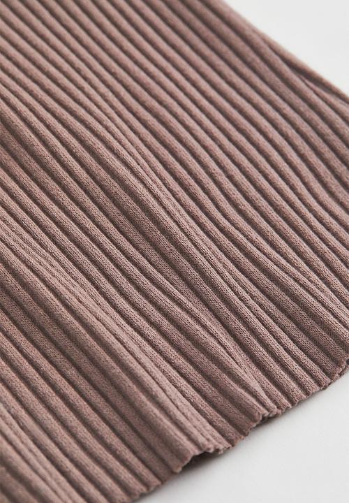 H&M - Flared ribbed leggings - dark beige