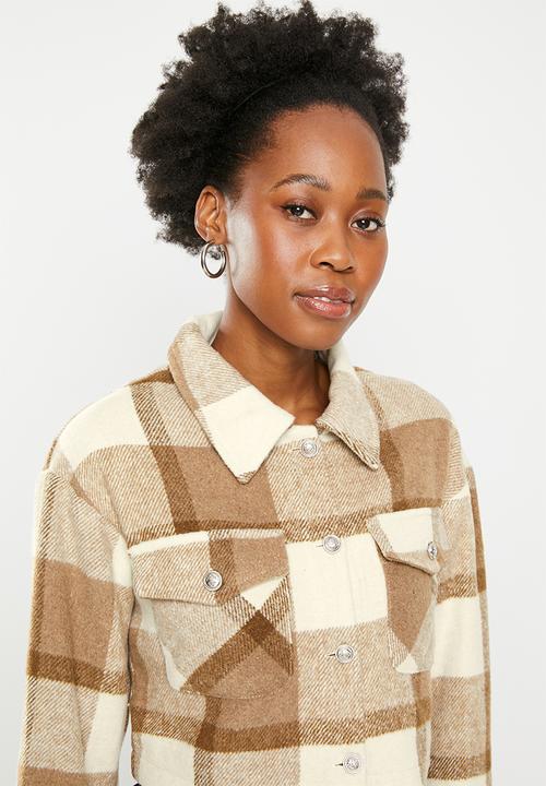 dailyfriday - Crop check shacket - brown check