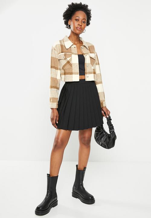 dailyfriday - Crop check shacket - brown check