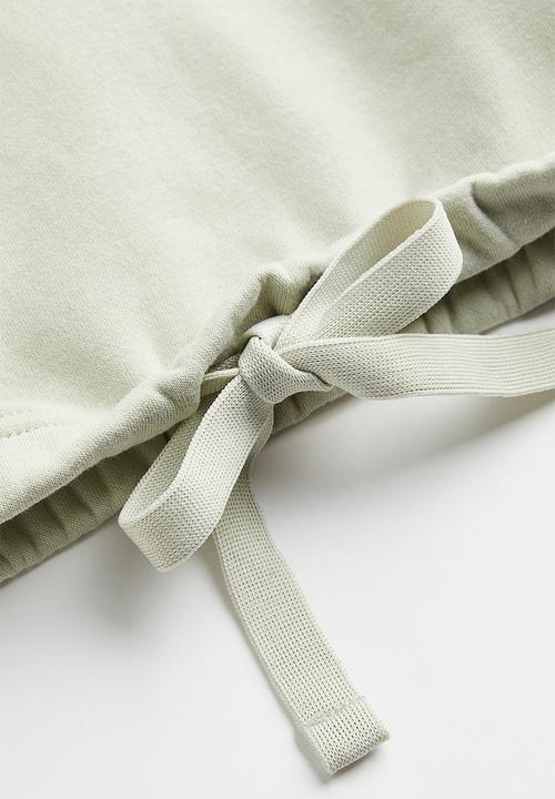 H&M - Boxy drawstring hoodie - light dusky green