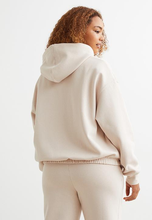 H&M - Boxy drawstring hoodie - light beige