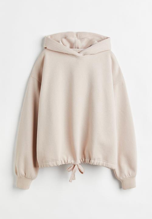 H&M - Boxy drawstring hoodie - light beige