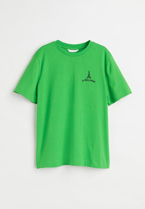 H&M - Print-motif T-shirt - bright green/eiffel tower