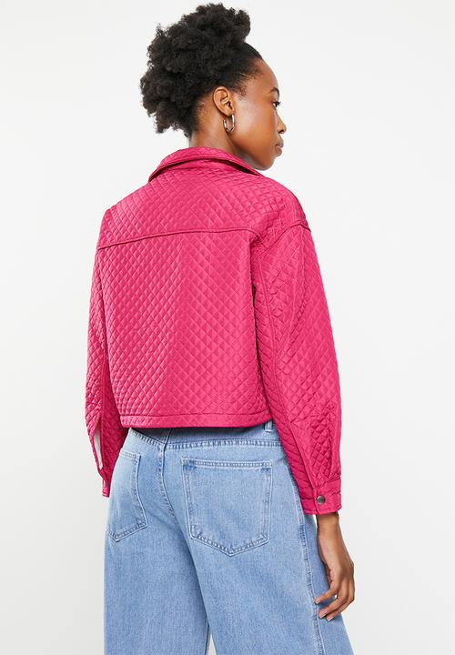 dailyfriday - Quilted crop shacket - cerise