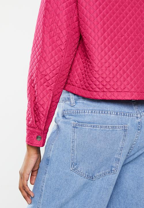 dailyfriday - Quilted crop shacket - cerise