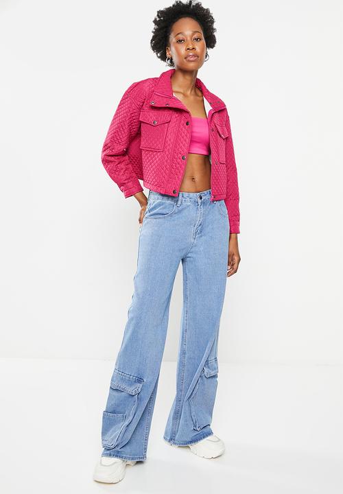 dailyfriday - Quilted crop shacket - cerise