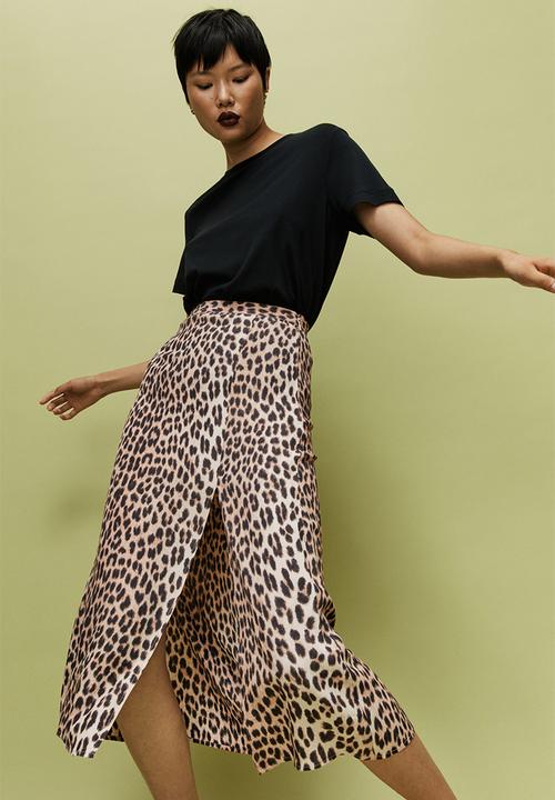 H&M - Viscose skirt - beige/leopard print