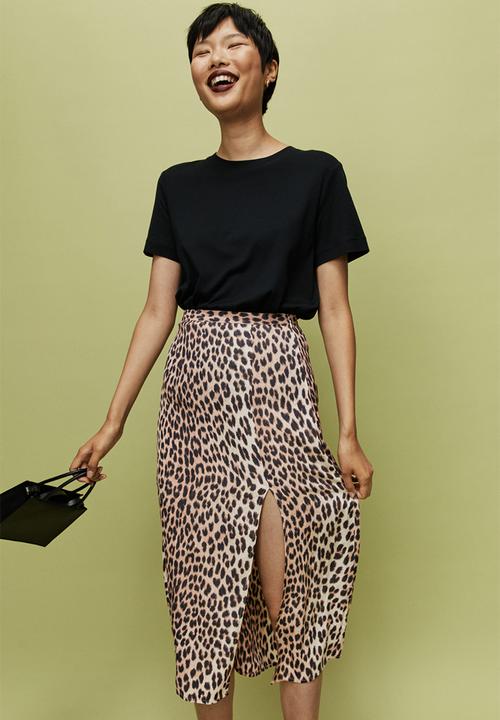 H&M - Viscose skirt - beige/leopard print