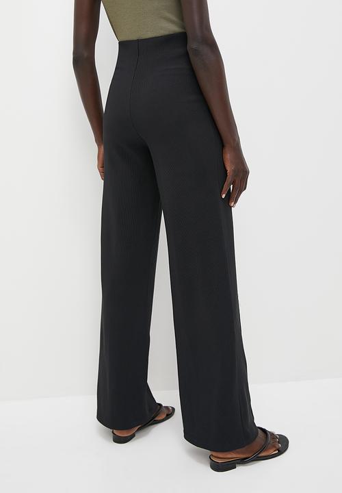 edit - Textured bootleg pants - black