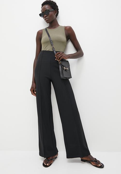 edit - Textured bootleg pants - black