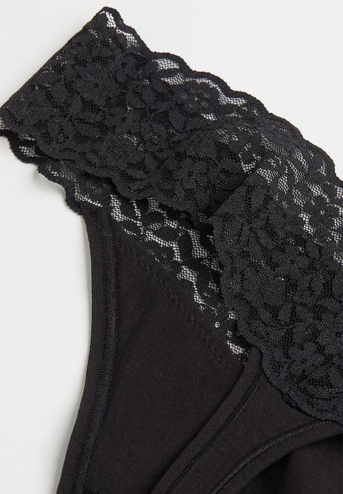 H&M - 3 Pack lace thong briefs - black
