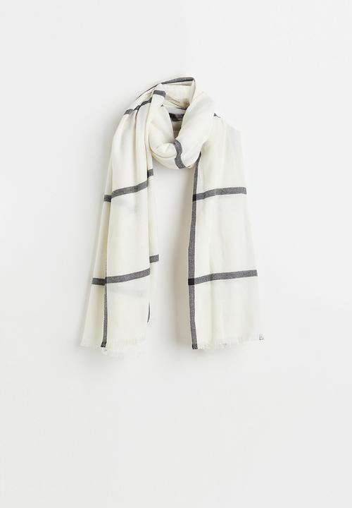 H&M - Jacquard-weave scarf - white/checked