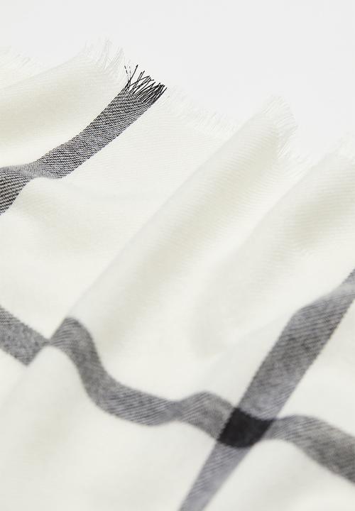 H&M - Jacquard-weave scarf - white/checked