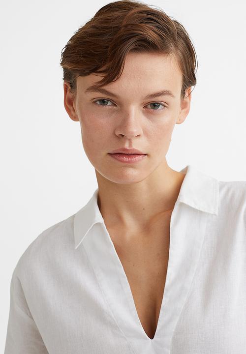H&M - Popover linen-blend shirt - white