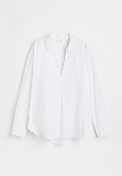 H&M - Popover linen-blend shirt - white