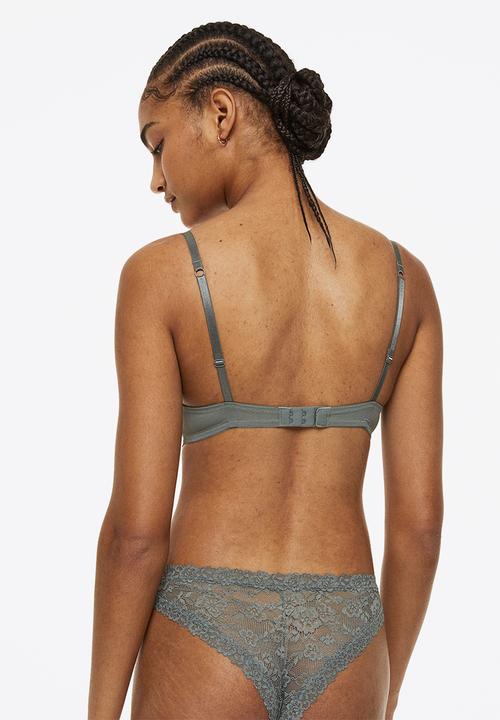 H&M - Lace push-up bra - grey-green 