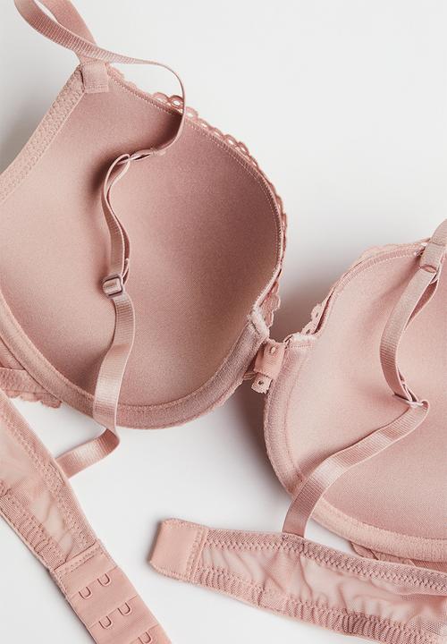 H&M - Lace push-up bra - old rose 