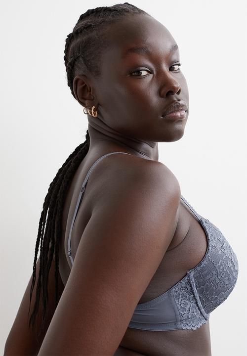 H&M - Lace push-up bra - pigeon blue