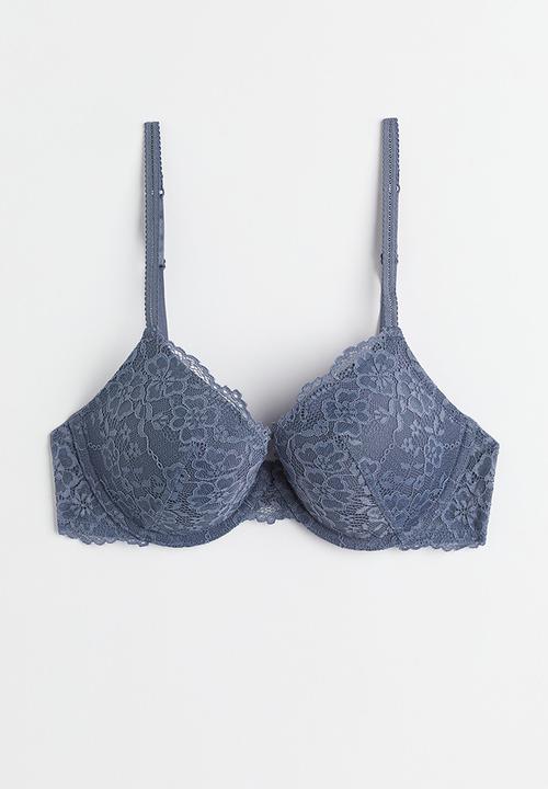 H&M - Lace push-up bra - pigeon blue