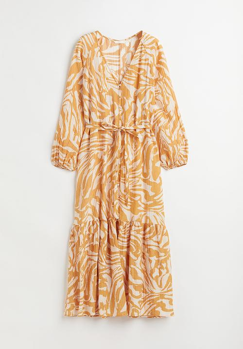 H&M - Crêpe kaftan dress - orange/patterned