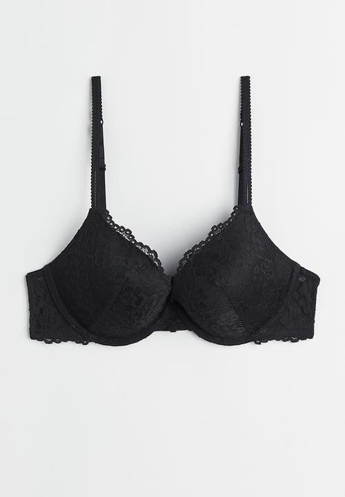 H&M - Lace push-up bra - black