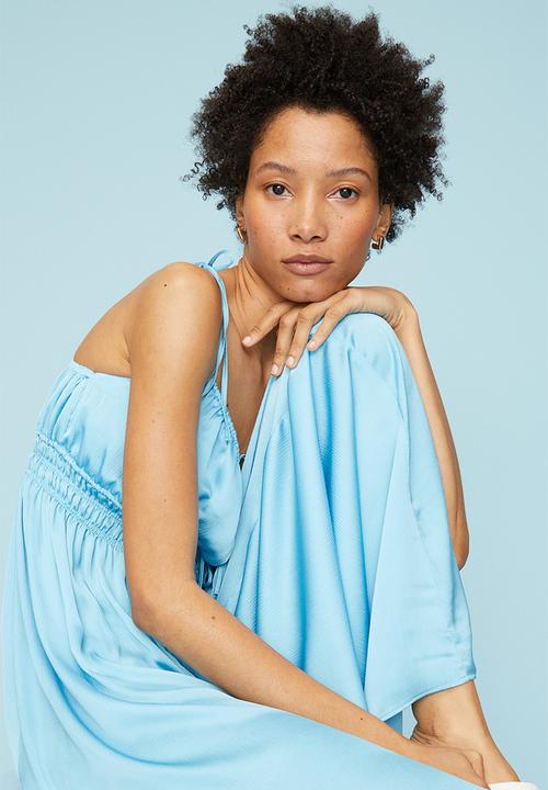 H&M - Long smock-waisted dress - light turquoise