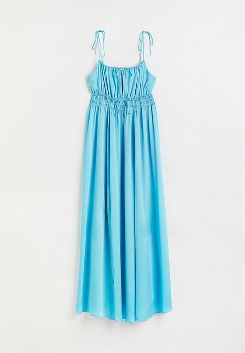 H&M - Long smock-waisted dress - light turquoise