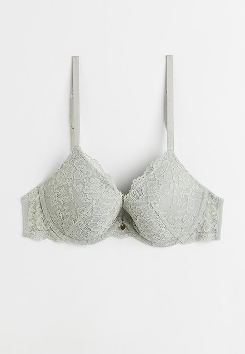 H&M - Lace push-up bra - light turquoise