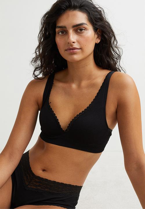 H&M - Seamless jersey push-up bra - black