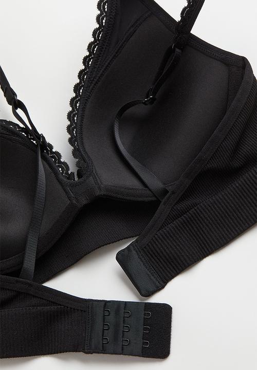 H&M - Seamless jersey push-up bra - black