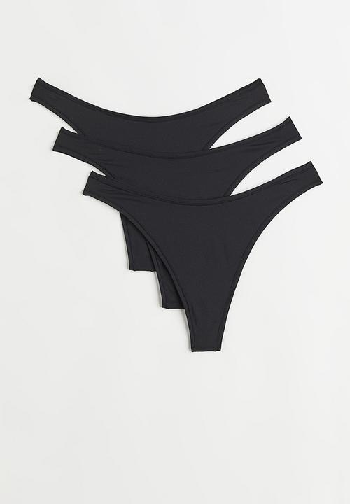 H&M - 3 Pack jersey thong briefs - black