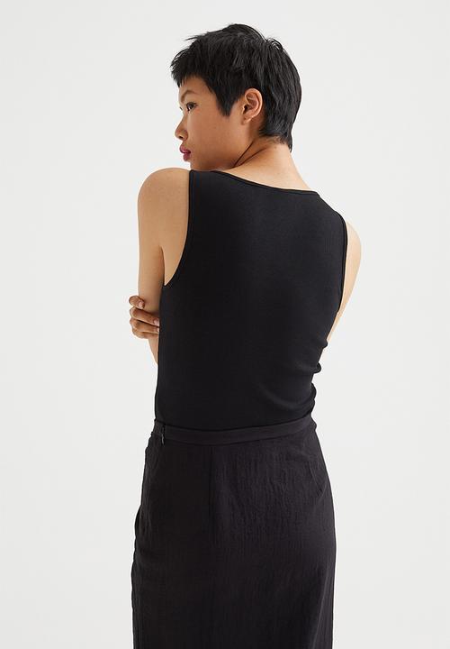 H&M - Ribbed cotton sleeveless top - black
