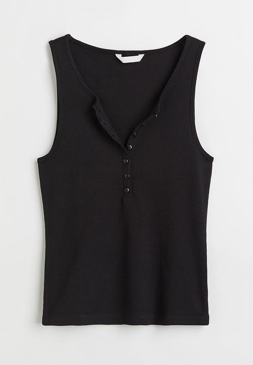 H&M - Ribbed cotton sleeveless top - black