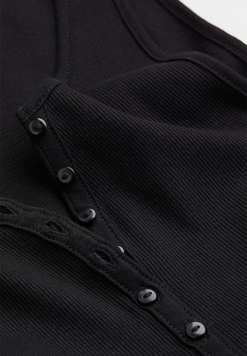 H&M - Ribbed cotton sleeveless top - black