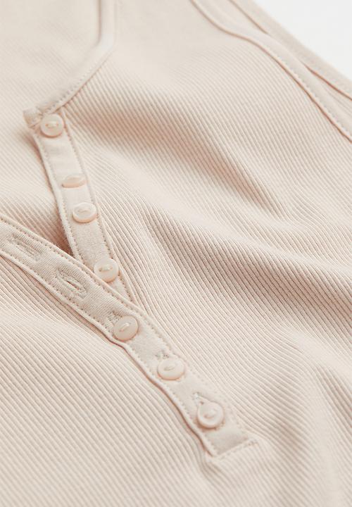 H&M - Ribbed cotton sleeveless top - light beige