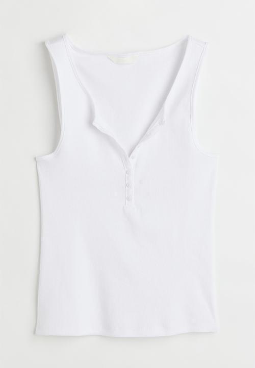 H&M - Ribbed cotton sleeveless top - white