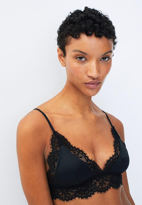 H&M - Lace-trimmed bralette - black