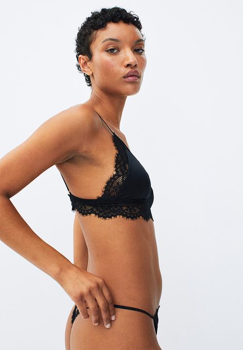 H&M - Lace-trimmed bralette - black