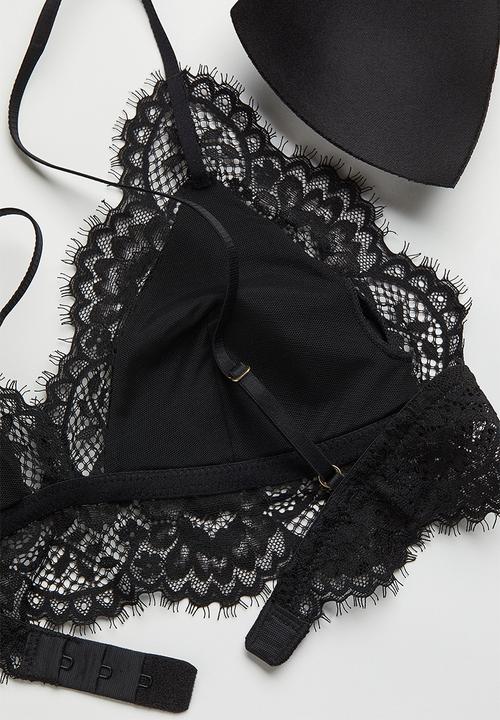 H&M - Lace-trimmed bralette - black